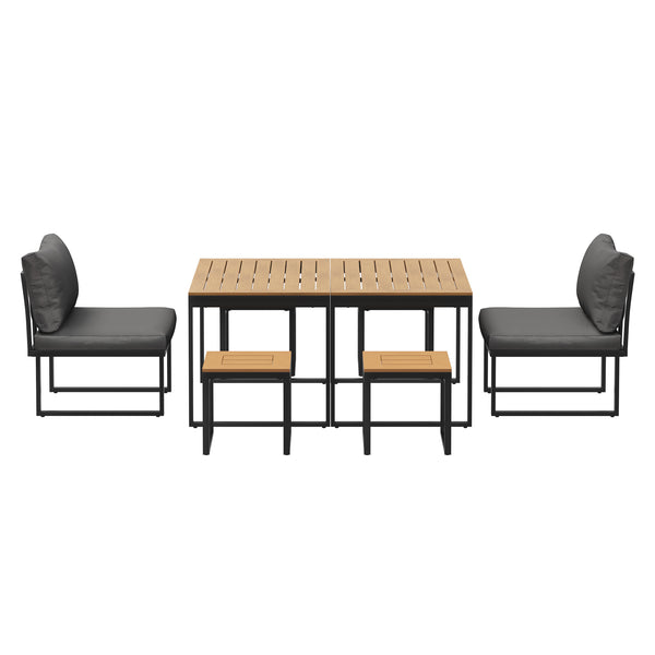 Livsip FAROE 6 Seater Outdoor Dining Sofa Set 4 Ottomans Grey - product image 3