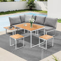 Livsip FAROE 6 Seater Outdoor Dining Sofa Set Large Table and Stools White - product image 1