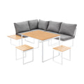 Livsip FAROE 6 Seater Outdoor Dining Sofa Set Large Table and Stools White - product image 2