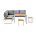 Livsip FAROE 6 Seater Outdoor Dining Sofa Set Large Table and Stools White - product image 5