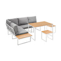 Livsip FAROE 6 Seater Outdoor Dining Sofa Set Large Table and Stools White - product image 6