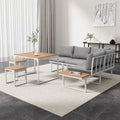Livsip FAROE 6 Seater Outdoor Dining Sofa Set Large Table and Stools White - product image 8
