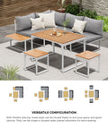 Livsip FAROE 6 Seater Outdoor Dining Sofa Set Large Table and Stools White - product image 9