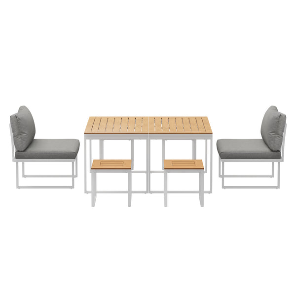 Livsip FAROE 6 Seater Outdoor Dining Sofa Set 4 Ottomans White - product image 3