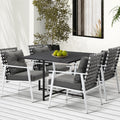Livsip 5PCS Outdoor Dining Set Black Table Rattan White Chairs - product image 1