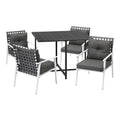 Livsip 5PCS Outdoor Dining Set Black Table Rattan White Chairs - product image 2