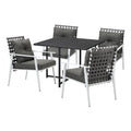 Livsip 5PCS Outdoor Dining Set Black Table Rattan White Chairs - product image 5