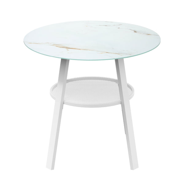 Livsip 90cm Outdoor Dining Table with Storage Shelf Patio White - product image 3