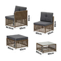 Livsip CORAL 6 Seater Outdoor Wicker Sofa Lounge Set Patio Brown - product image 4