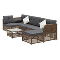 Livsip CORAL 6 Seater Outdoor Wicker Sofa Lounge Set Patio Brown - product image 5