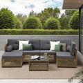 Livsip CORAL 6 Seater Outdoor Wicker Sofa Lounge Set Patio Brown - product image 8