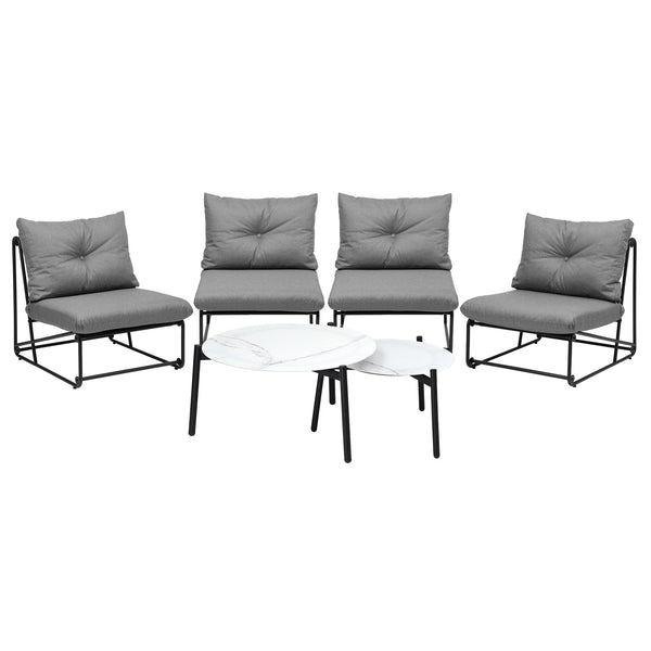 Livsip 6PCS Outdoor Sofa Lounge Set Table and Chairs Patio Grey - product image 3
