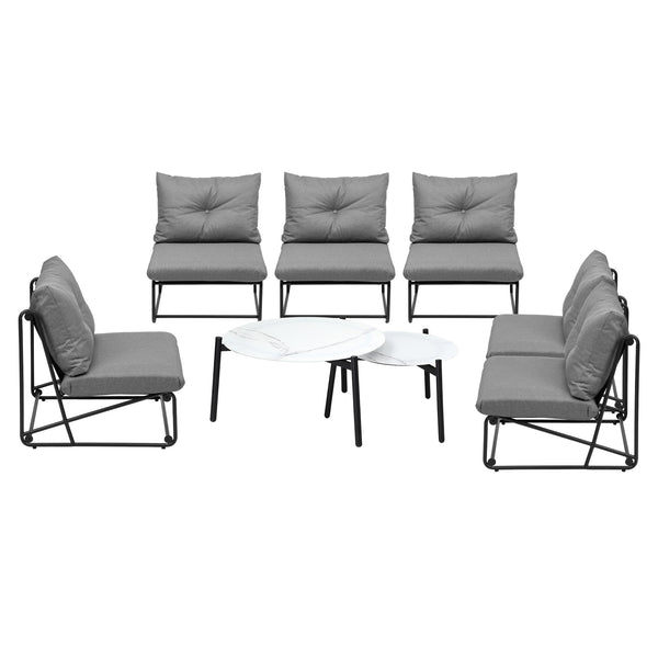 Livsip 8PCS Outdoor Sofa Lounge Set Patio Table and Chairs Grey - product image 3