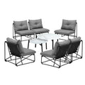 Livsip 8PCS Outdoor Sofa Lounge Set Patio Table and Chairs Grey - product image 5