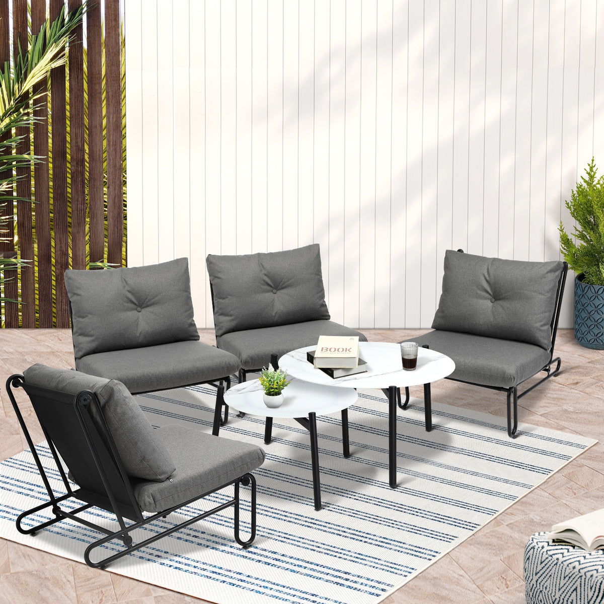 Livsip 6PCS Outdoor Sofa Lounge Set Patio Table and Chairs Grey - product image 1