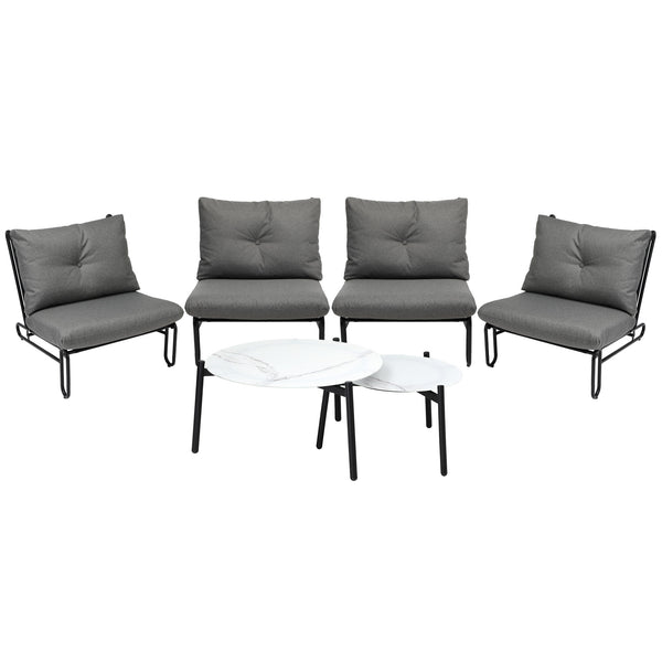 Livsip 6PCS Outdoor Sofa Lounge Set Patio Table and Chairs Grey - product image 3