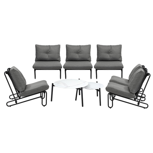 Livsip 8PCS Outdoor Sofa Lounge Set Patio Table and Chairs Grey - product image 3
