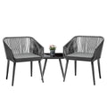 Livsip 3PCS Outdoor Bistro Set Lounge Chairs and Side Table Grey - product image 2