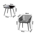 Livsip 3PCS Outdoor Bistro Set Lounge Chairs and Side Table Grey - product image 4