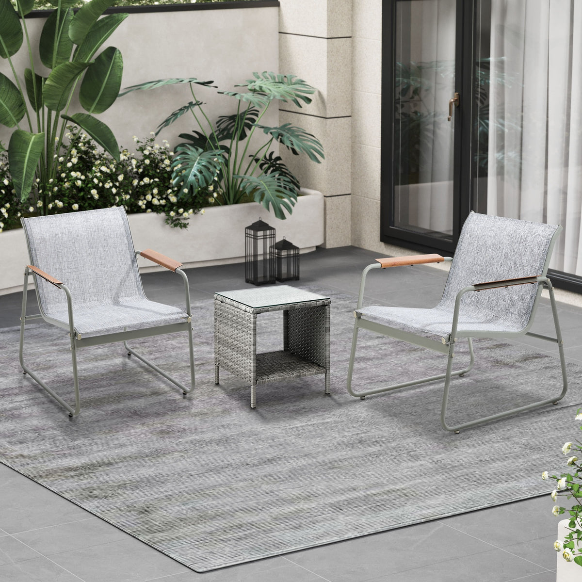 Livsip 3PCS Outdoor Bistro Set Wicker Chairs and Side Table - product image 1