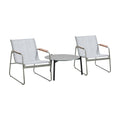 Livsip 3PCS Outdoor Bistro Set Textilene Chairs 70cm Coffee Table Grey - product image 2