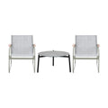 Livsip 3PCS Outdoor Bistro Set Textilene Chairs 70cm Coffee Table Grey - product image 3