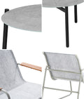 Livsip 3PCS Outdoor Bistro Set Textilene Chairs 70cm Coffee Table Grey - product image 9