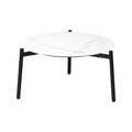 Livsip 70cm Round Marble Effect Coffee Side Table Outdoor White - product image 3