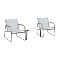 Livsip 3PCS Outdoor Bistro Set Textilene Chairs 70cm Coffee Table White - product image 2
