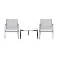 Livsip 3PCS Outdoor Bistro Set Textilene Chairs 70cm Coffee Table White - product image 3