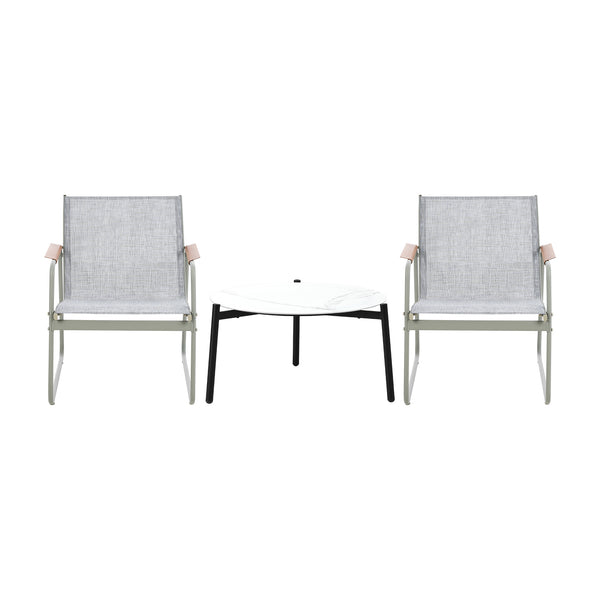 Livsip 3PCS Outdoor Bistro Set Textilene Chairs 70cm Coffee Table White - product image 3