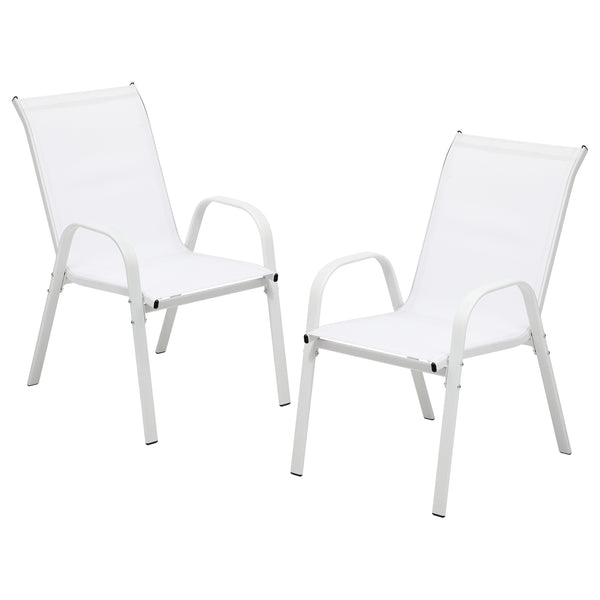 Livsip 2x Outdoor Stackable Patio Dining Chairs Bistro Set White