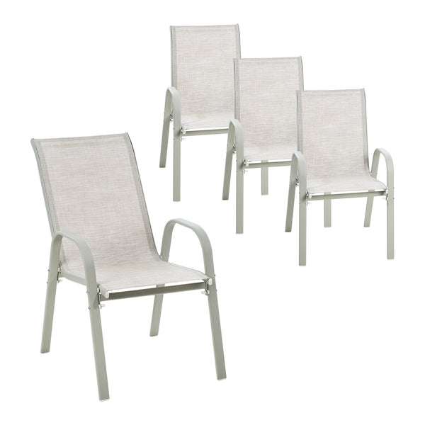 Livsip 4x Outdoor Stackable Patio Dining Chairs Bistro Set Beige