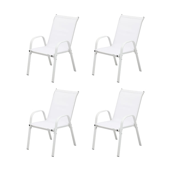 Livsip 4x Outdoor Stackable Patio Dining Chairs Bistro Set White