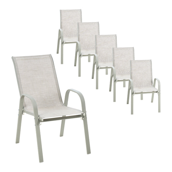 Livsip 6x Outdoor Stackable Patio Dining Chairs Bistro Set Beige