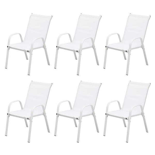 Livsip 6x Outdoor Stackable Patio Dining Chairs Bistro Set White
