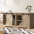 Oikiture Sliding Doors Buffet Sideboard - Natural