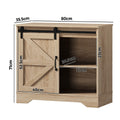 Oikiture Sliding Doors Buffet Sideboard - Natural