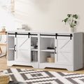 Oikiture Sliding Doors Buffet Sideboard - White