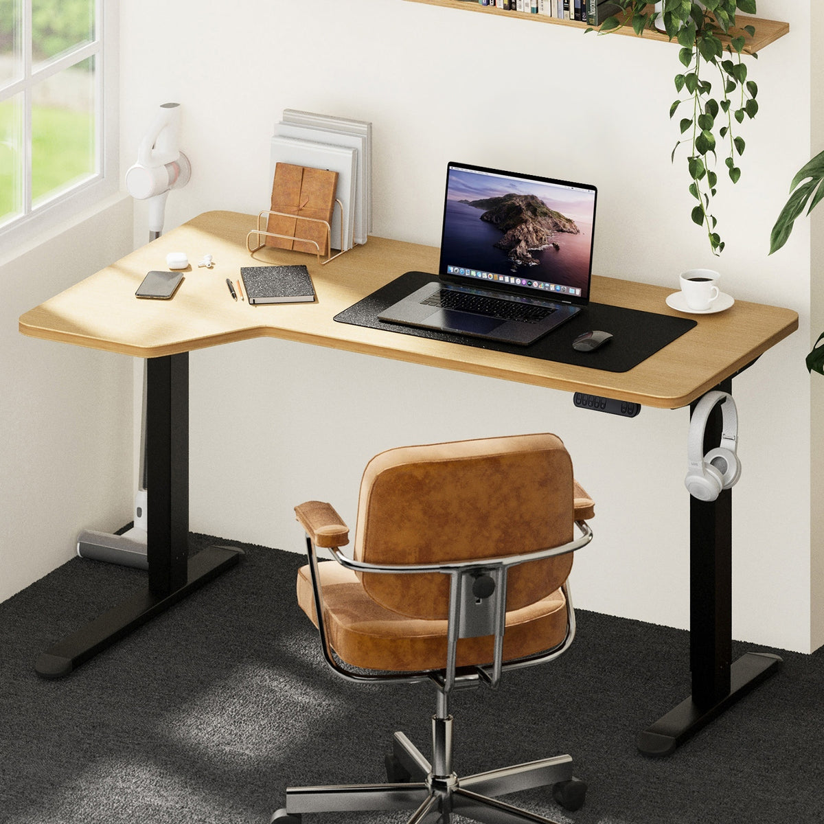 Oikiture 145cm Electric Standing Desk - Black