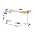 Oikiture 145cm Electric Standing Desk - White