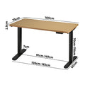 Oikiture 160cm Electric Standing Desk - Oak