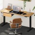 Oikiture 160cm Electric Standing Desk - Oak