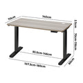 Oikiture 140cm Electric Standing Desk - Grey Oak