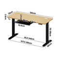 Oikiture 150cm Electric Standing Desk - Oak