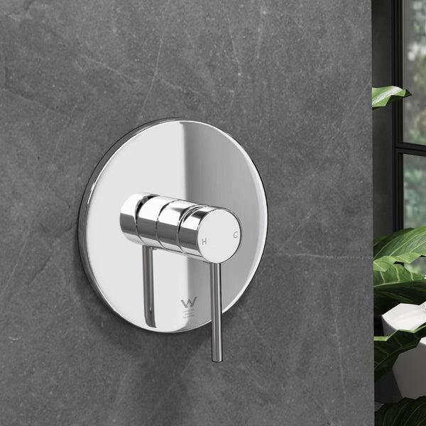 Welba Shower Mixer Tap Round Brass Bathroom Wall Tapware Chrome