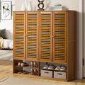 Oikiture Bamboo Shoe Storage Cabinet 4 Doors