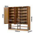 Oikiture Shoe Storage Cabinet 4 Doors Bamboo Organiser with 2 Bottom Shelf