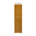 Oikiture Shoe Storage Cabinet 4 Doors Bamboo Organiser with 2 Bottom Shelf