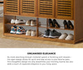 Oikiture Shoe Storage Cabinet 4 Doors Bamboo Organiser with 2 Bottom Shelf